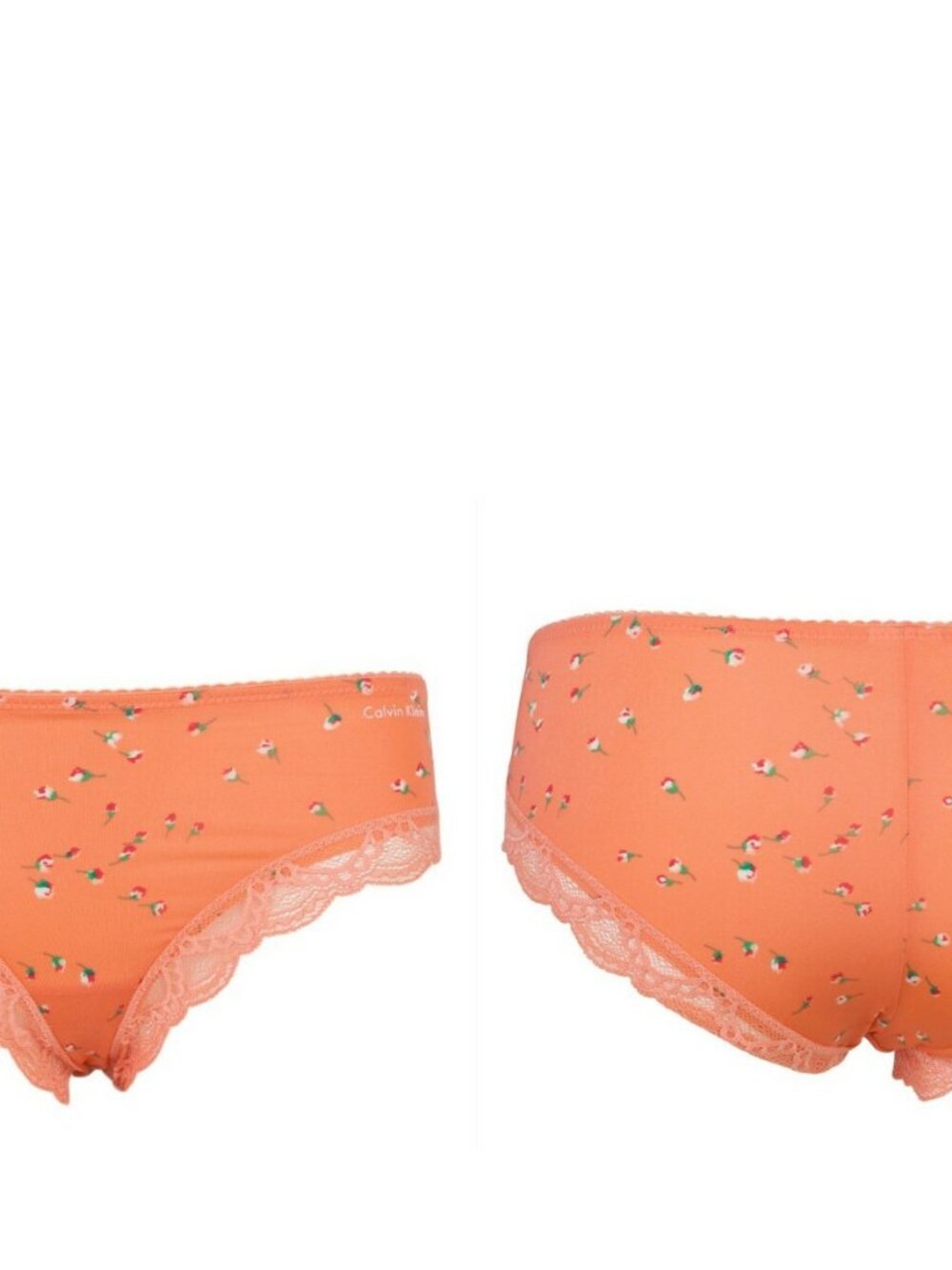 Calvin Klein Floral Cheeky Panty D1609 Coral Reef Orange Size L NWT